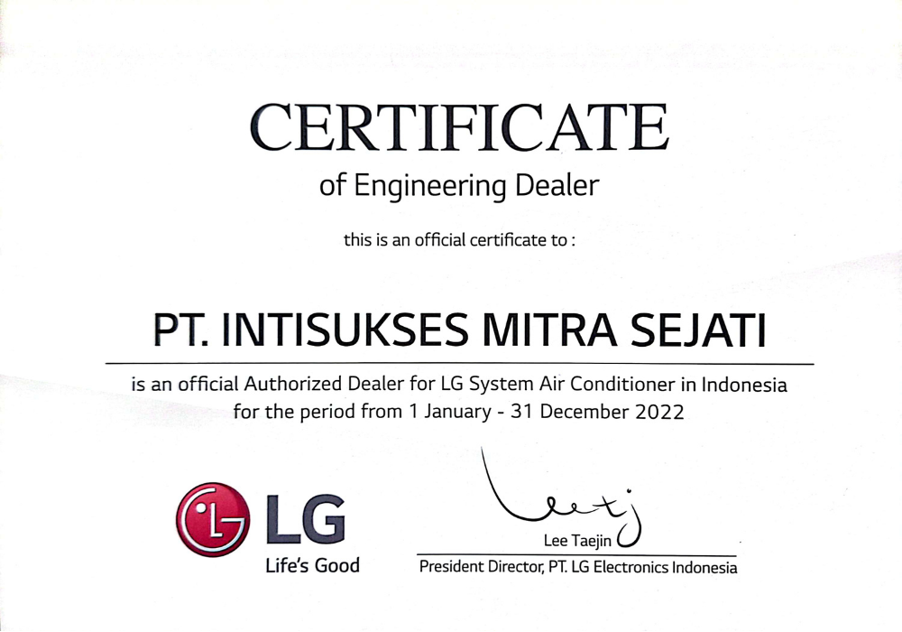 Certificate of Engineering Dealer LG