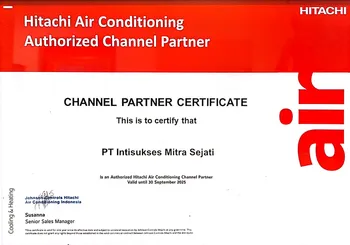 Certificate channel partner Hitachi